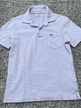 Vineyard Vines Light Pink & White Striped Polo Shirt Boys Size 6